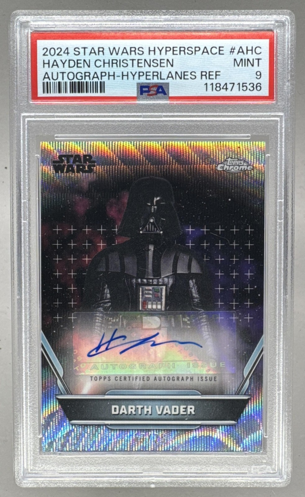 Hayden Christensen 2024 Topps Star Wars Hyperspace Hyperlanes Auto 13/25 PSA 9