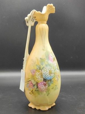 Antike Jugendstil handbemalte florale Porzellan Ewer Vase Hortensien 25 cm