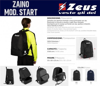 ZEUS Rucksack Mod. START mit Hartboden x Fußball Volleyball Basketball Leichtathletik Gym