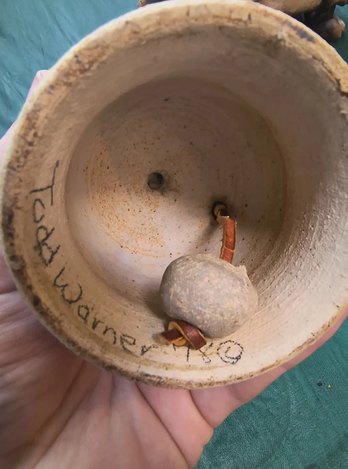 Vintage Todd Warner Rare COW BELL Pottery Figure Signed - Image 4 of 4