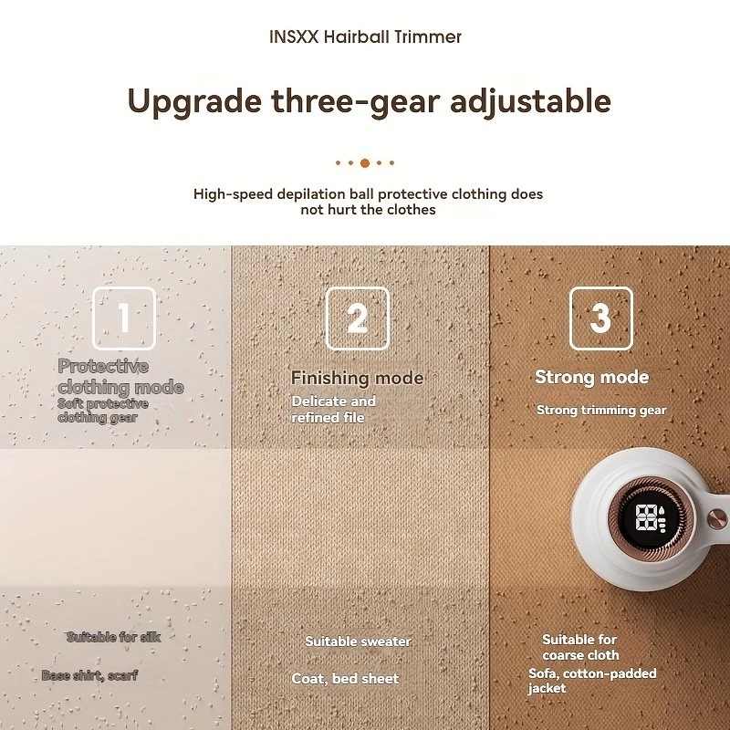 Barbeador de tecido elétrico profissional - Removedor de fiapos recarregável de 3 velocidades com - Imagem 3 de 4