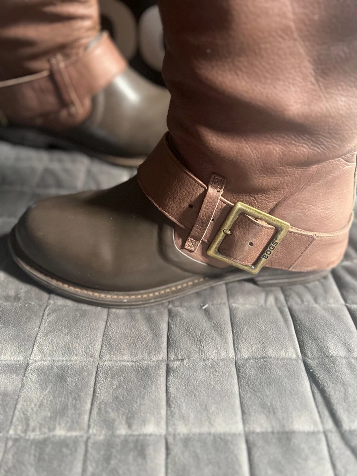BOGS Mujer Hudson Marrón Alto Pull On Bota de Montar Cuero Hebilla CÁLIDA Talla 10 Foto 3 de 4