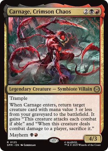 x1 Carnage, Crimson Chaos R MTG Marvel's Spider-Man M/NM, English