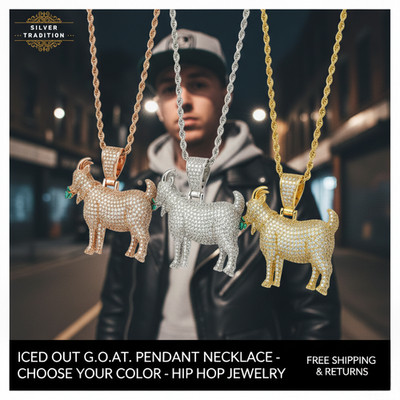 5AAA+ CZ Hip Hop Iced Out Bling Goat Grass Pendant Necklace 14k Real Gold Plated