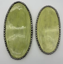Studio B by Magenta Lime Green Brush Stroked Tray w/Silver Beaded Rim Set Of 2