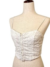 Altar d State White Pink Floral Corset Cami Top Coquette Romantic Medium