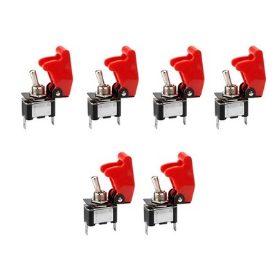 SPST ON/OFF Toggle Switch with Safety Cover 6pcs for Race Car Golf Cart 12V