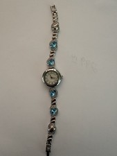 Christian Benet Silver Watch w/Light Blue Stones-New Battery Installed 8/26/2025