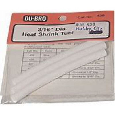 DU-BRO Part #438 RC Heat Shrink Tubing 3/16'' (4.7mm) Heat Shrink (White) 3/pkg