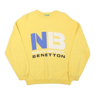 UNITED COLORS OF BENETTON Herren Sweatshirt Gelb Navy Rundhals S