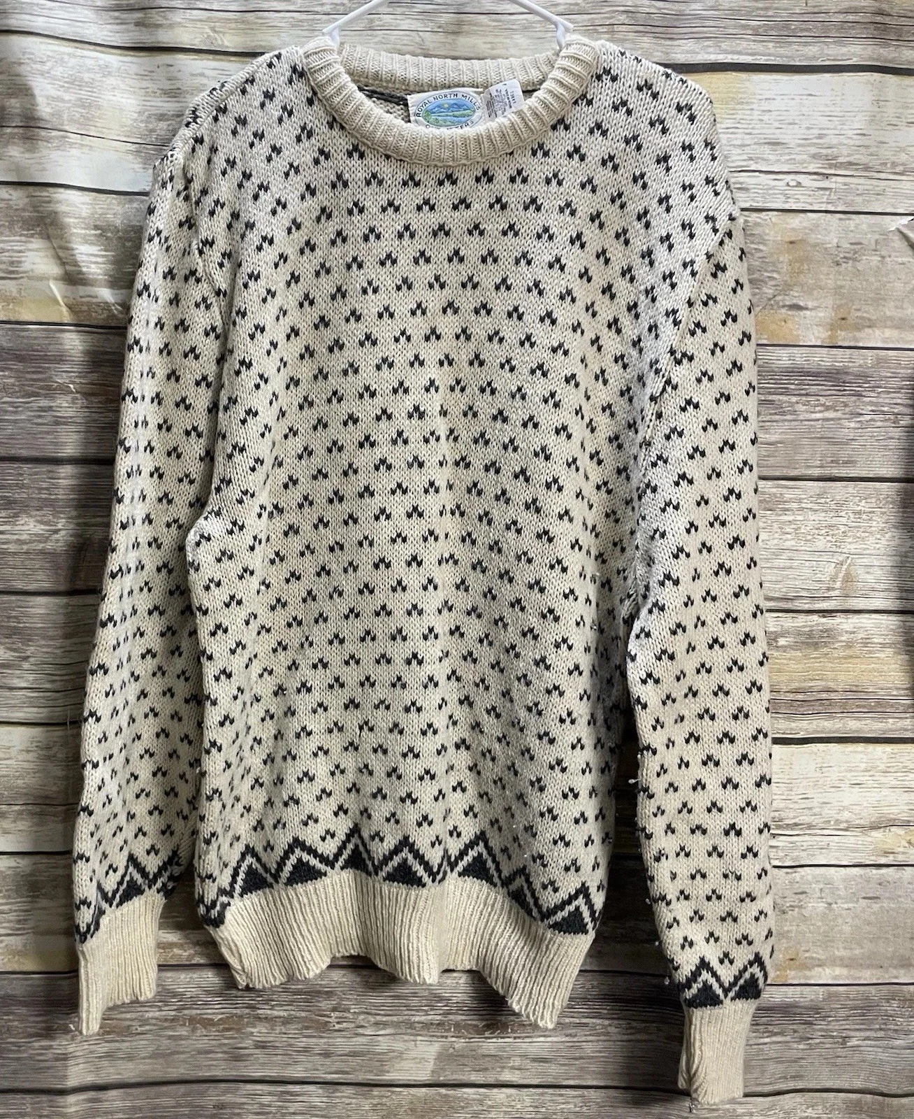 ROYAL NORTH MILLS Men’s Large Wool Blend Pullover Sweater Nordic Ski 90’s EUC