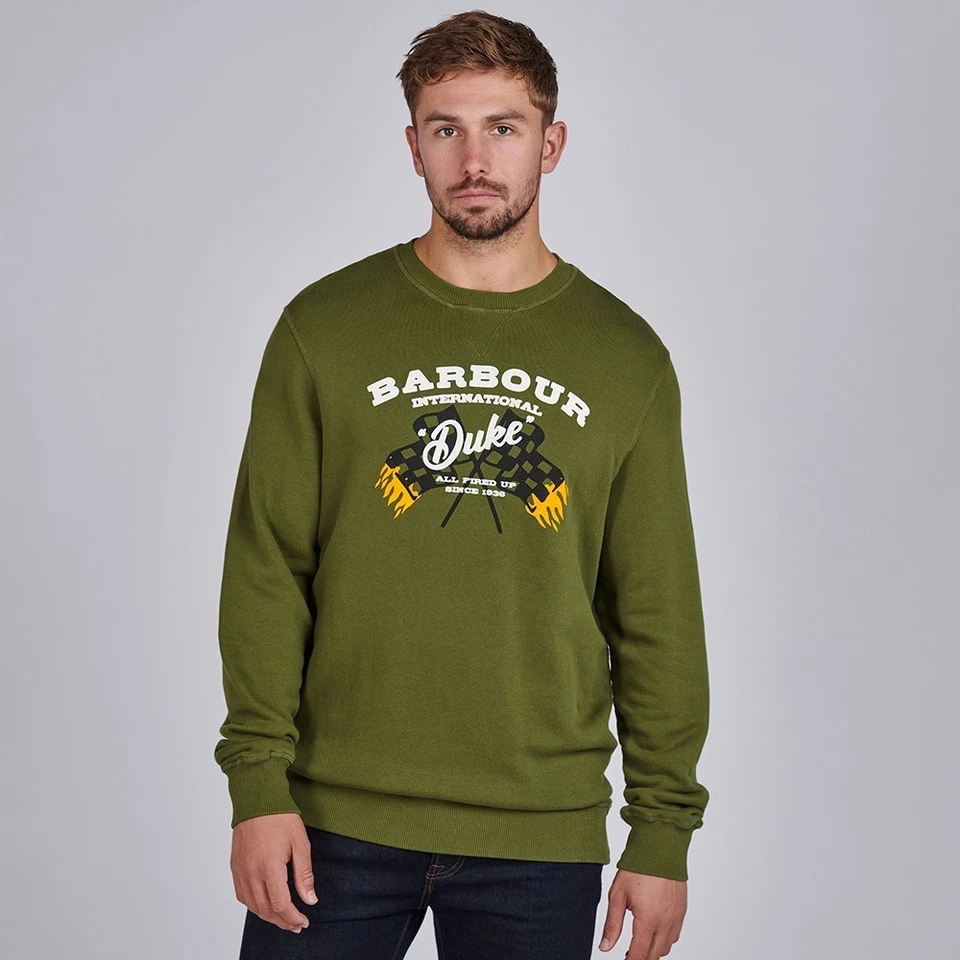 Sweat À Capuche Barbour International Famous Duke Vert Vintage - Photo 3/4