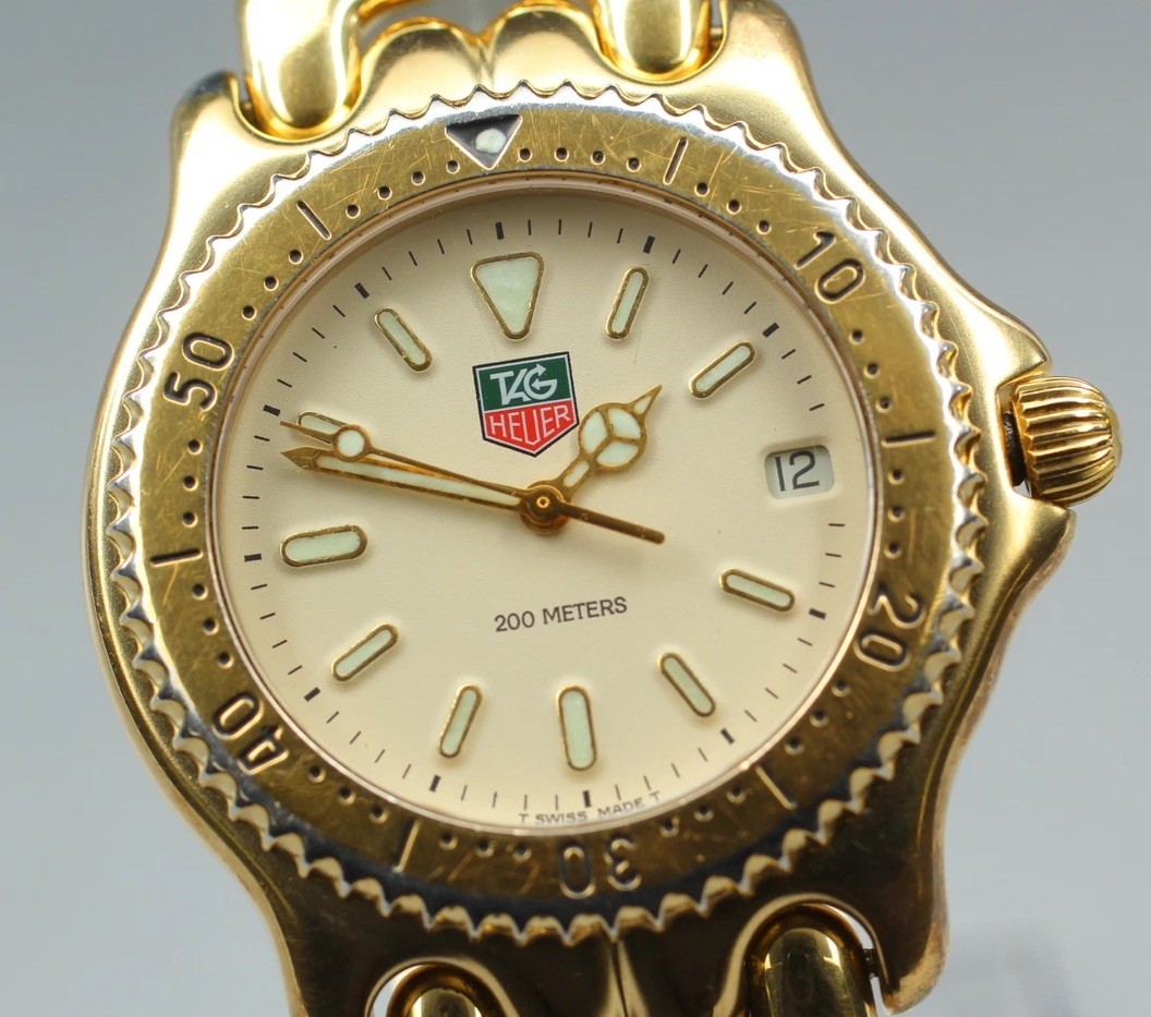 Near MINT TAG Heuer S/el S94.706 Gold Cream Dial 37mm Men's Quartz Watch