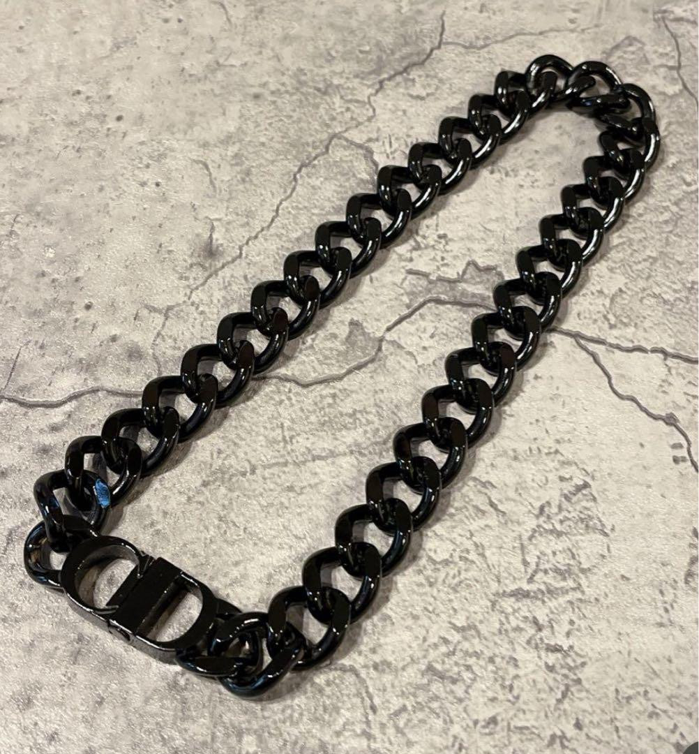 Dior CD Icon Chain Link Necklace in Black Pre-Owned 19SS