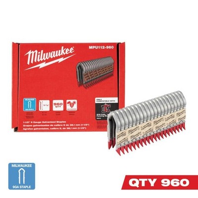 Milwaukee 1-1/2 in. 9-Gauge Galvanized Staples for M18 FUEL Stapler (960/Box)