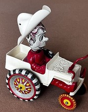 MARX  WINDUP CRAZY COWBOY IN JEEP WITH BULL HORNS ON HOOD EX WORKING COND