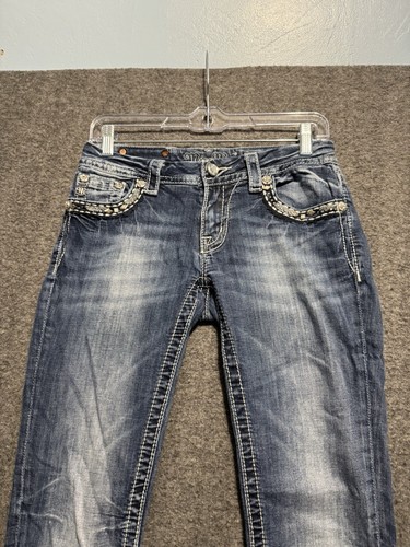 Jeans Miss Me donna taglia 27 (28x29) blu denim relaxed bootcut impreziosito usato in ottime condizioni - Foto 3 di 12