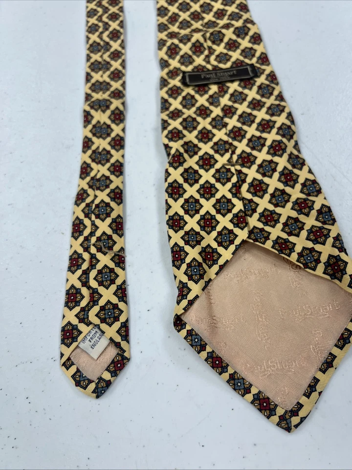 Paul Stuart Men's Yellow Geometric Silk Neck Tie $198 - Image 4 of 4
