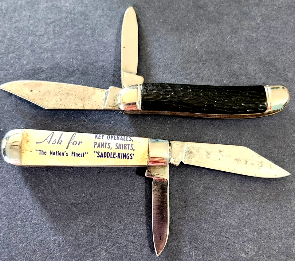 ¡De colección! (2) CUCHILLOS DE BOLSILLO ABATIBLES ~ 5" 1/4 DE LARGO ~ CIERVO IRLANDA Y MARCAS IMPERIALES Foto 4 de 4