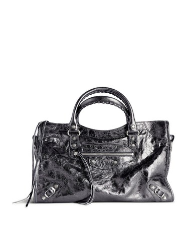 BALENCIAGA Le City Medium $3050 Steel Gray Leather Handbag New & Authentic