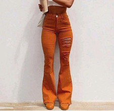 Womens High Waist Slim Fit Flared Trendy Casual Office Work Pants Party Trousers