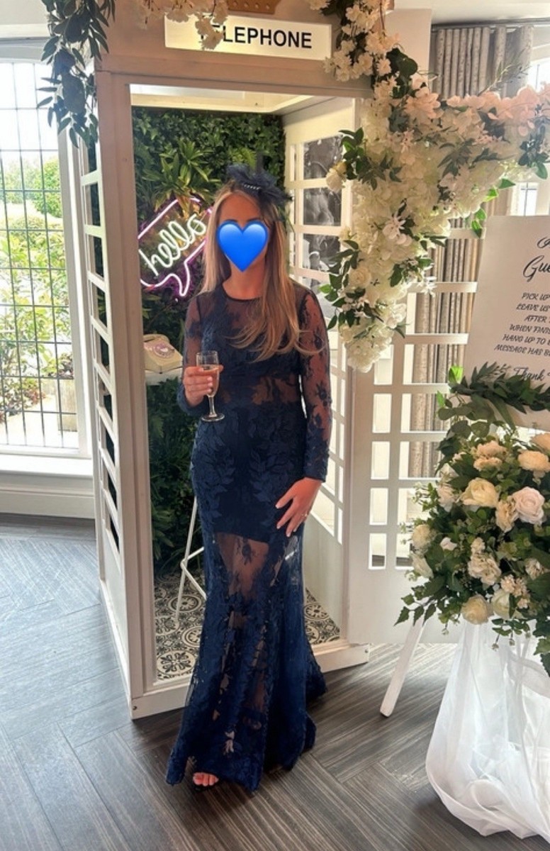 forever unique blue lace dress Eloquent Lace-Up Back Maxi Dress Blue main image 0