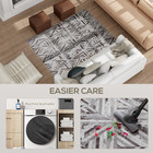 Modern Area Rug Brown Faux Leather Patchwork Non Slip Chenille Carpet 170x120cm