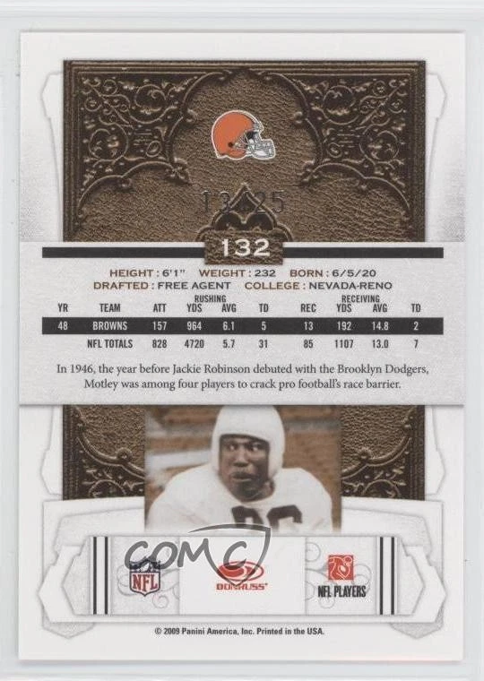 2009 Donruss Classics Legend Timeless Tributes Platinum /25 Marion Motley HOF - Image 2 of 2