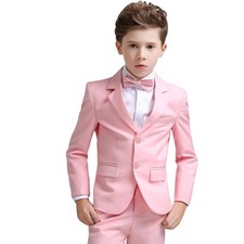 Boys Slim Fit Suit, Formal Tuxedo Dress Suit Set for Teenage Boy 5Pcs Toddler...