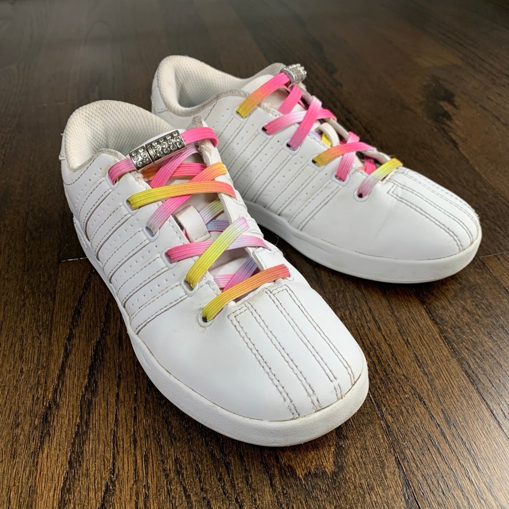 With Rainbow Ombre No-tie Laces Size 3