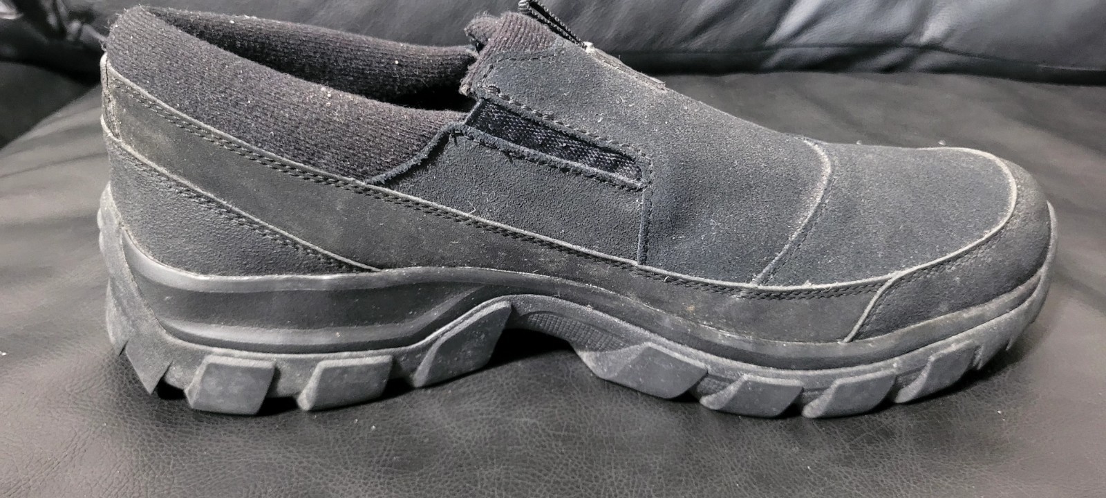 Salomon Zoccoli da Neve Scarpe Uomo 10.5 Nero Scamosciato Mocassino Slip On Escursionismo Contragrip