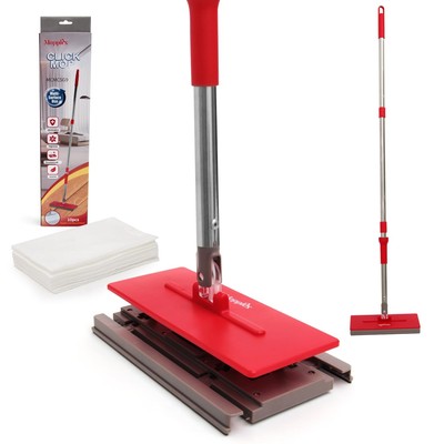 Floor Scrubber Mop with Easy Sheet Attachment, Includes 10 Disposable Sheets,...