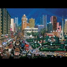 Hand Signed Union Square by Alexander Chen, lithograph. 15" x 21"