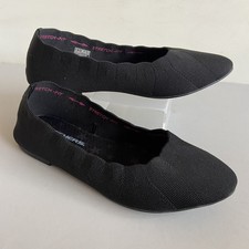 Skechers Shoes Womens Sz 8 W Cleo Bewitch Ballet Flats Black Comfort Knit 48885