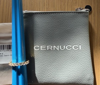 Tennisring Cernucci 925 Silber goldfarben klarer runder Stein Größe Q