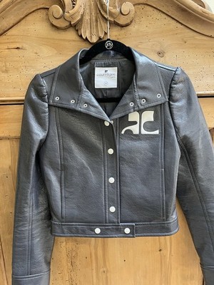 Courreges Patent Jacket - Size FR 38 - Black - Excellent Vintage Condition