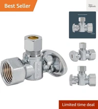 1/2'' FIP x 3/8'' OD Compression Brass Angle Stop Valve - Elegant Chrome Finish