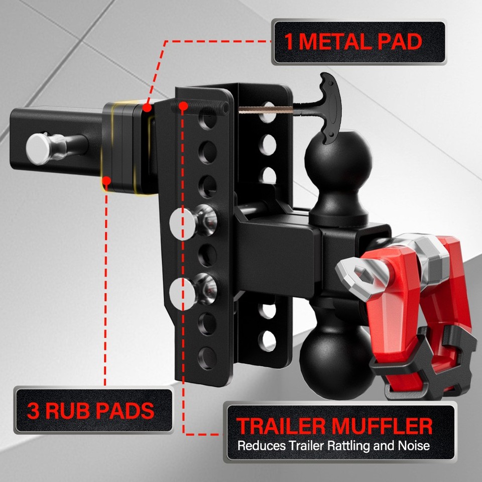 Adjustable Trailer Hitch Fits 2 Inch Receiver 6 Inch Drop with Swivel ...