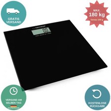 Personenwaage Esperanza AEROBIC 180kg Glas LCD K&ouml;rperwaage Schwarz EBS002K