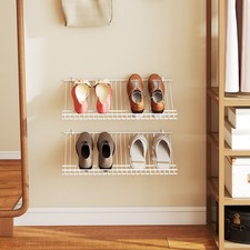 Closet Shelves Wall Mount 2-Pack Metal Wire Shoe Racks-White