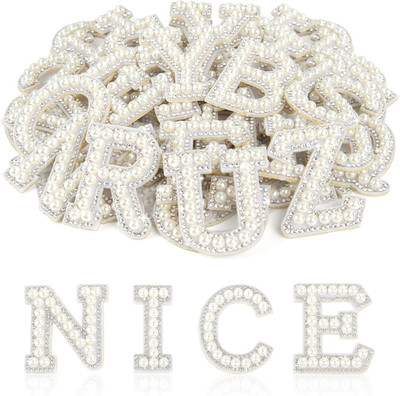 26 Pcs Self Adhesive Letter Patches Pearl Rhinestone Letter Stickers, Glitter Rh