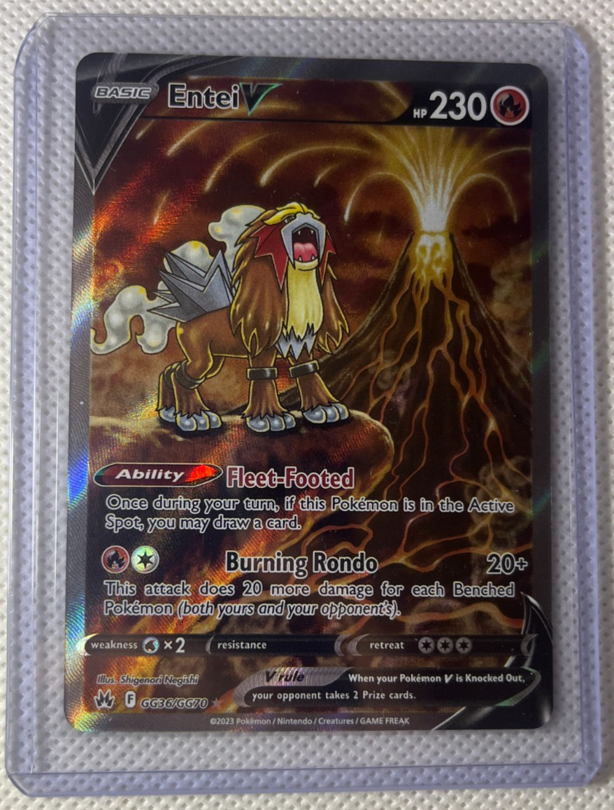 Entei V GG36/GG70 Holo V Rare Crown Zenith Galarian Gallery Pokemon NM