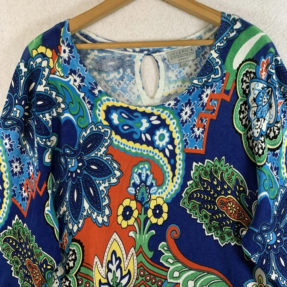 Top tejido cachemir colorido Joseph A para mujer talla 3X oficina declaración boho suave cómodo Foto 2 de 4