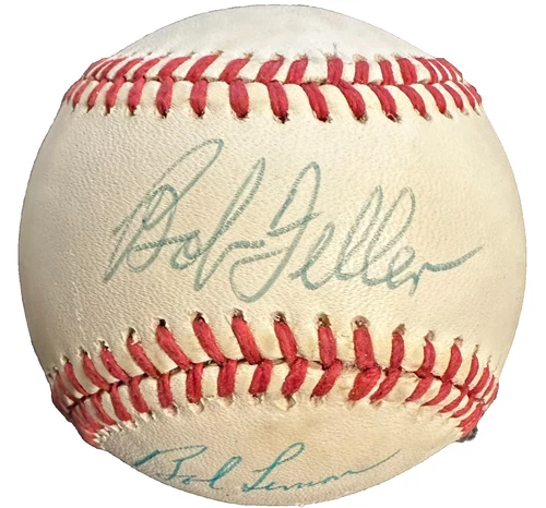 Bob Feller & Bob Lemon Autographed Official American League Baseball BAS HOF
