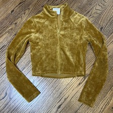 Tiger Friday Gold Yellow Size Child XL Velvet Crop Long Sleeve Top Jacket Dance