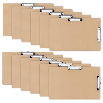 Henoyso 11x17 Clipboard Wooden Lap Board with Low Profile Clip Brown Double L...