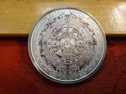 Aztec Calendar Cuauhtémoc One 1 Oz .999 Silver Bullion Round Lot A - No Reserve