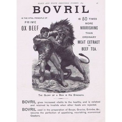 BOVRIL Ruhm eines Mannes ist seine Stärke - Viktorianische Werbung 1895