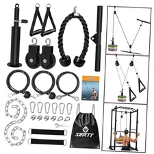  Weight Cable Pulley System Gym, Upgraded Cable Pulley Attachments for Black