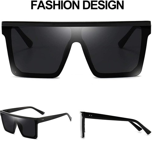 Skin Friendly Oversized Square Rimless Flat Sunglasses for Men Women Outdoor - Picture 2 of 12